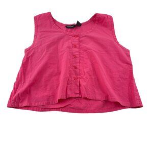 Juliano Pink Cotton Sleeveless Button Front Tank Top Large Vintage 90s Semi crop